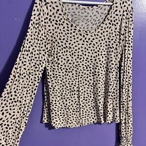 Maurices Cream and Black Leopard Print Top